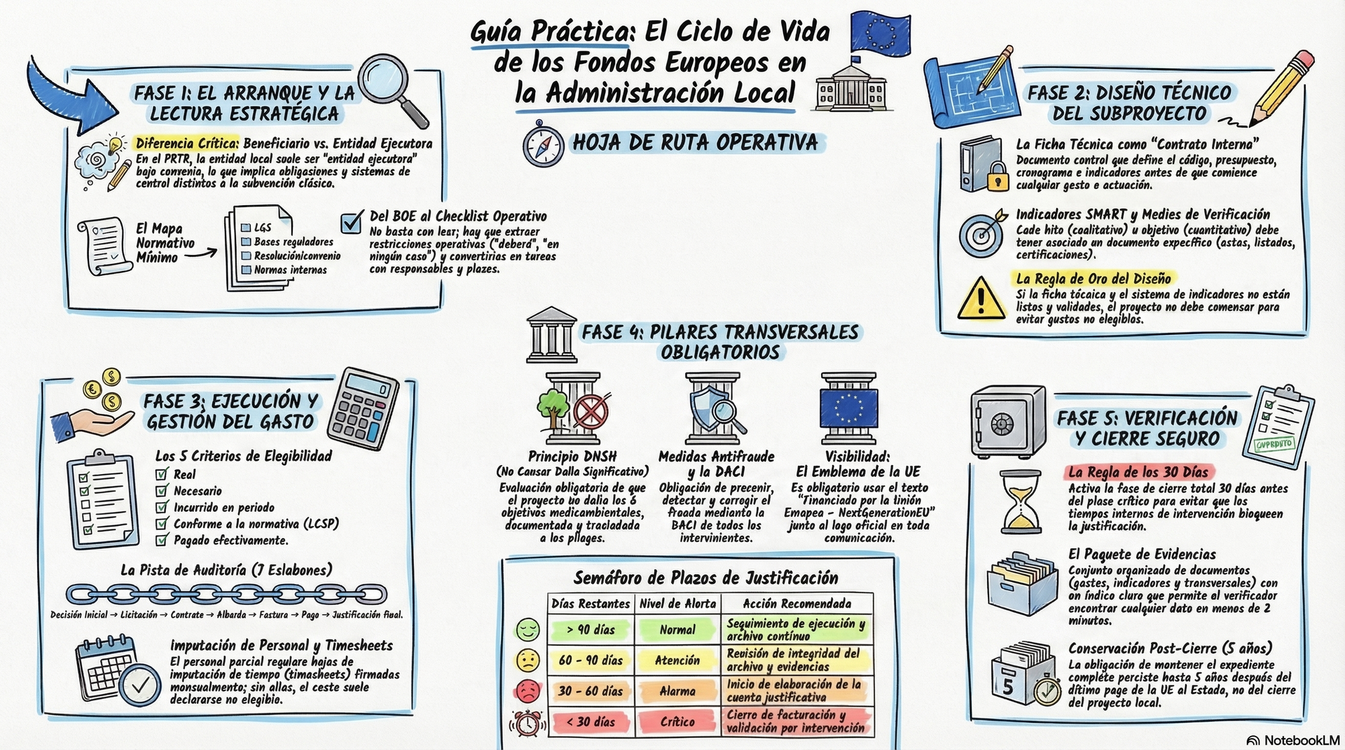 Infografía del ciclo de vida de los fondos europeos