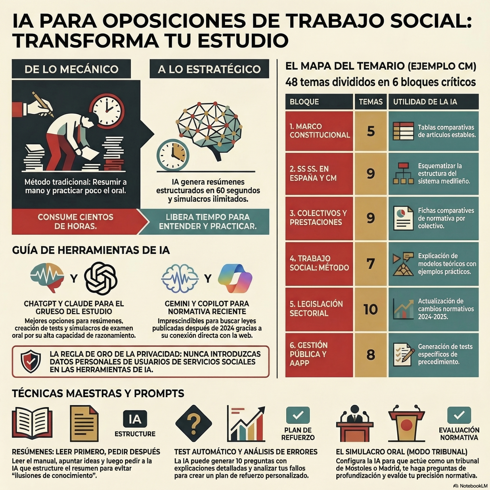 Infografía IA para Oposiciones de Trabajo Social